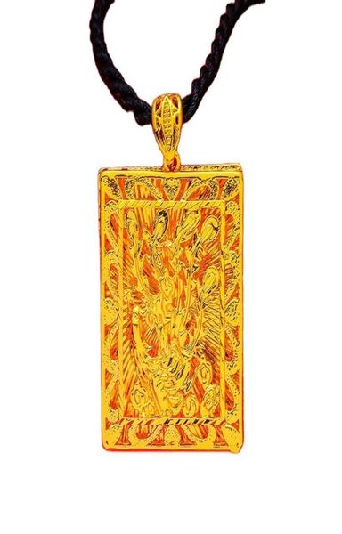 Colar de cobre puro banhado a ouro jóias Vietnã areia imitação antigo dragão Pendant5965915