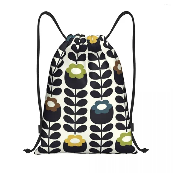 Sacos de compras Orla Kiely Tecido Floral Cordão Mochila Sports Gym Bag para Mulheres Homens Escandinavo Treinamento Sackpack