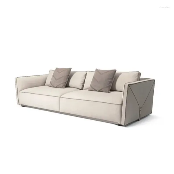 Camp Furniture Vereinfachtes Wohnzimmer-Sofa im Hongkong-Stil, leichte Luxus-Lederkombination, individuelle Dekoration