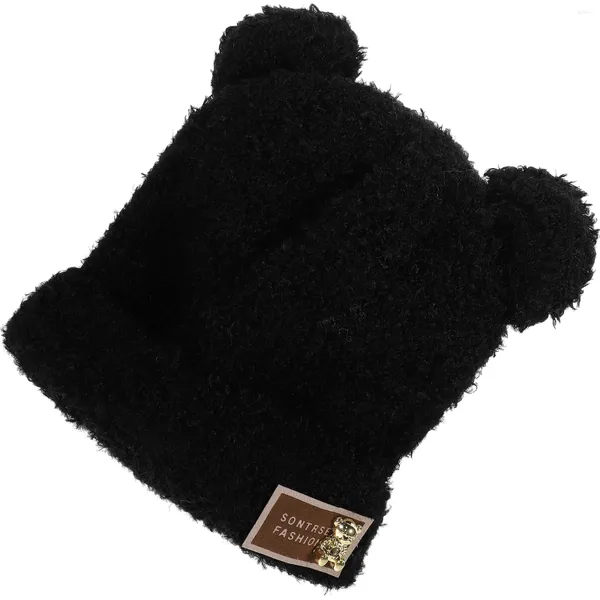 Berets Plush Bear Ears Beanie Hatwomen Beanies tem para mulher lã boné mulheres chapéus bonitos meninas adolescentes