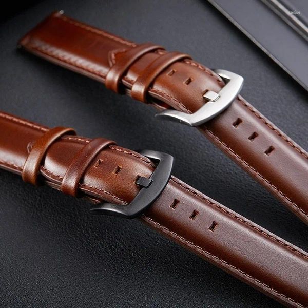 Cinturini per orologi disponibili Cinturino di ricambio in pelle di mucca pieno fiore con smontaggio rapido Smart Band 18mm 20mm 22mm