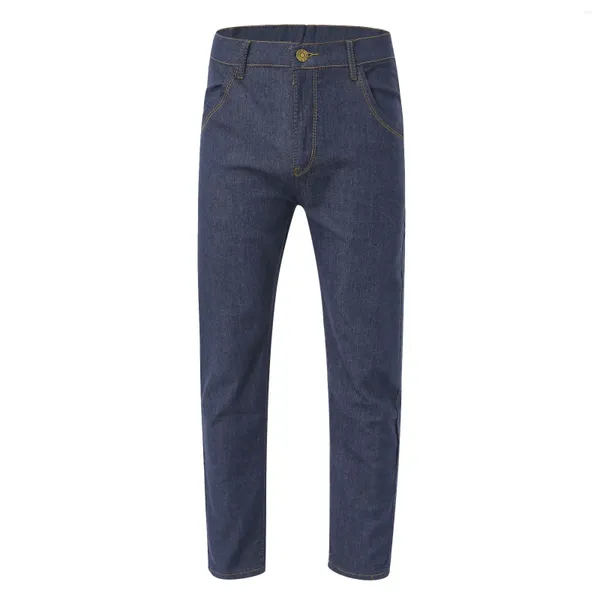 Jeans da uomo moda stile europeo americano elasticizzato pantaloni in denim di lusso pantaloni slim dritti da gentiluomo blu scuro