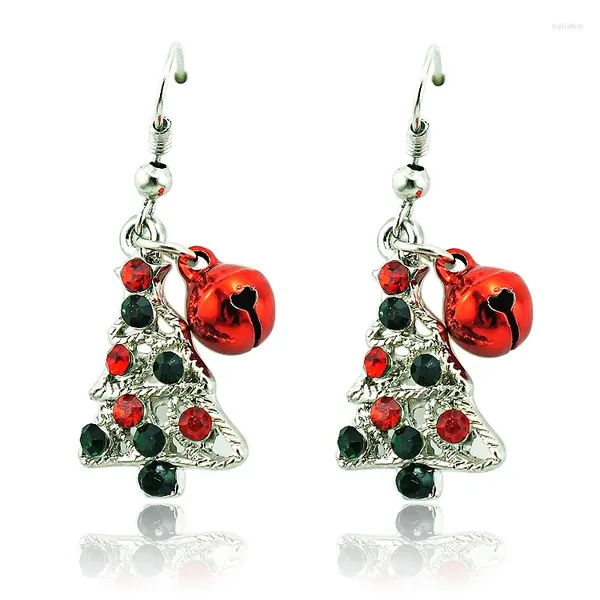 Dangle Küpeler Jinglang Moda Küpe Çok Renkli Rhinestone Noel Ağacı Karışımları Kadın Mücevher Hediyeleri