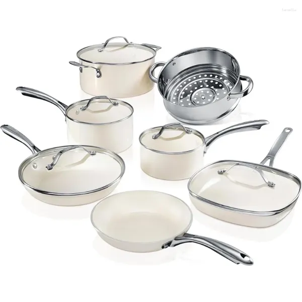 Kochgeschirr-Sets, Topf-Set, Küchentöpfe zum Kochen, Keramik, Grill, dicker Boden, Utensilien, Antihaft-Pfanne, Besteck, Esszimmer, Bar, Zuhause