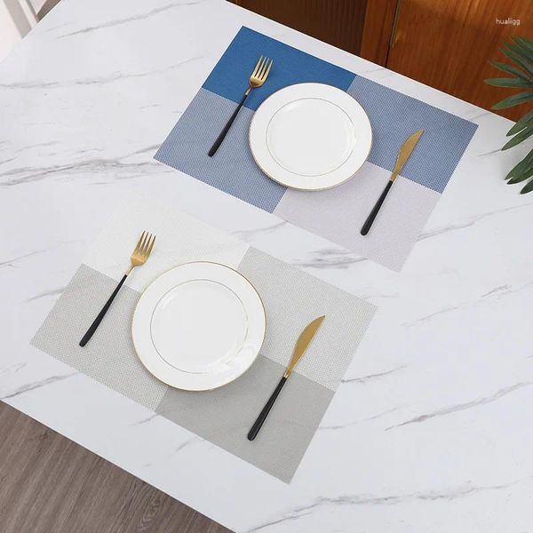 Tapetes de mesa em PVC tecido grade de campo Placemat europeu retangular El Restaurant tapete de isolamento