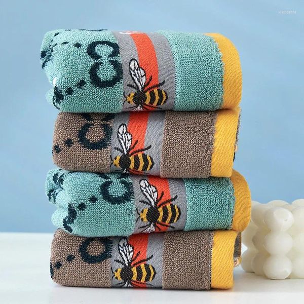 Полотенце Детские полотенца, хлопковая мочалка для лица, мультяшная пчела, протирание рук, мягкий платок для купания для детей, 50x25 см