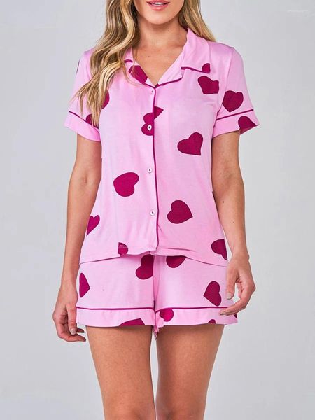 Kadınların Trailtsits Kadınlar 2 Parça Pijama Set Loungewear Düğmesi Aşağı Gömlek ve Şortlu Sweatwear PJS Homewear