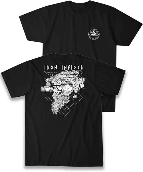 Til Valhalla Shirt American Beard Warrior Taktisches Totenkopf-T-Shirt aus 100 % Baumwolle, kurzärmeliges T-Shirt mit O-Ausschnitt, lässiges Herren-Top 240202