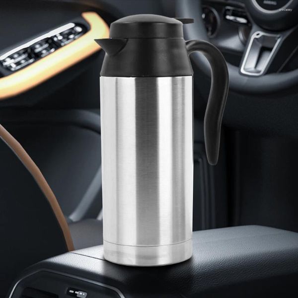 Bottiglie d'acqua 12 / 24V Bollitore elettrico per auto Protezione contro l'ebollizione a secco 750ml Tazza da caffè Pentola per ebollizione rapida Tazza da viaggio con riscaldamento riscaldato