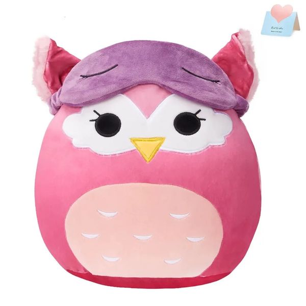 Brilho guardas 30cm lance travesseiros coruja boneca usar máscara de olho brinquedo de pelúcia algodão macio bonito animais de pelúcia travesseiro de sono para meninas 240131