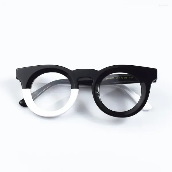 Occhiali da sole Montature in acetato Bianco Nero Occhiali moda Uomo e donna Occhiali da vista ottici personalizzati Designer Rotondo classico