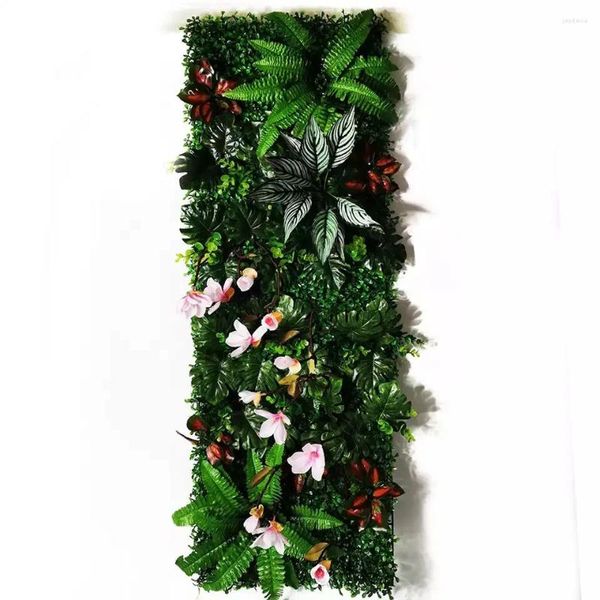 Flores decorativas planta artificial decoração de parede plástico jardim e flor fundo casamento falso pendurado cerca natal