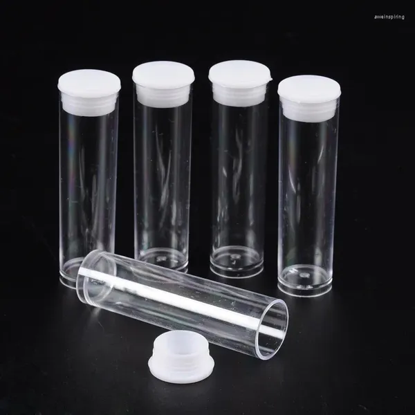 Bolsas de jóias 200pcs 3ml tubo transparente recipiente de contas de plástico frascos com tampa para embalagem de armazenamento 15mm de largura 55mm de comprimento