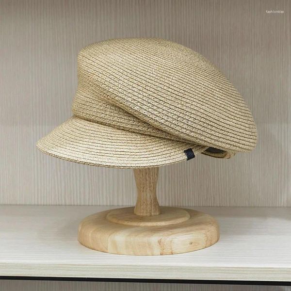 Berets Primavera Verão Japonês Chapéu Moda Equestre Palha Mulheres Retro Lazer Férias Sunshade Luxo