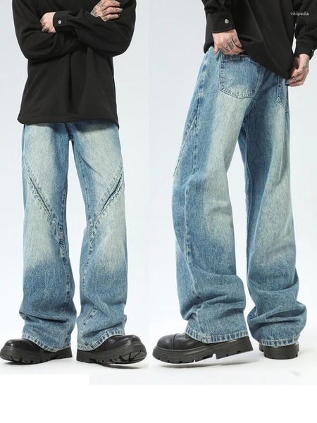 Herren Jeans Vintage Y2k Dekonstruktion Schnitt verwaschen Trend Lose übergroße gerade Bein Cleanfit Hose