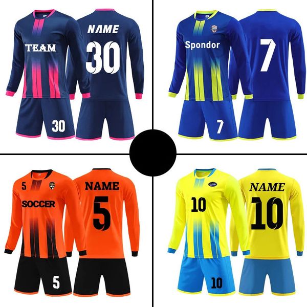 Kit de futebol masculino shorts crianças completa camisa de futebol conjunto futbol treinamento uniforme conjunto personalização 240210