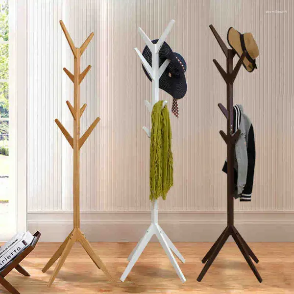 Cabides Formwell Rack de casaco de madeira autônomo Hall Tree Stand e Hat Hanger Organizador Material de madeira de pinho natural