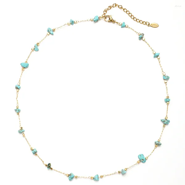 Kolye Kolyeleri Doğal Turquoises Taş Gerişi Kolye Düzensiz Şifa Çakıl Kristal Kuvars Boncuklar Kadın Mücevherleri