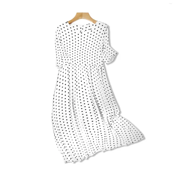 Повседневные платья Платье в горошек Лето средней длины трапециевидной формы для женщин Макси-пляж