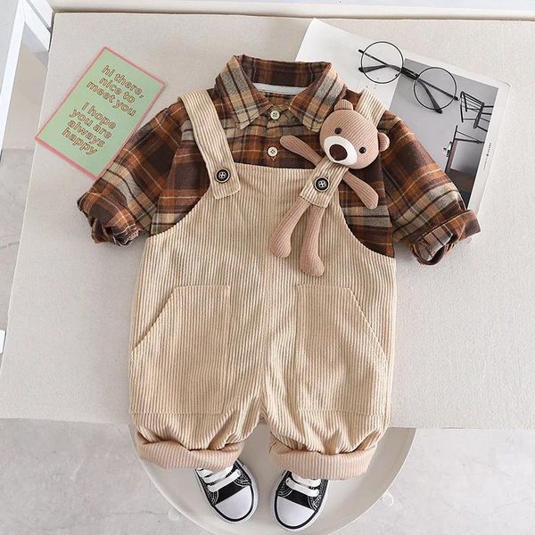 Ethnische Kleidung Frühling Herbst Baumwolle Kinder Jungen Baby Langarm Overalls Strampler 2 Stück Mädchen Cartoon Freizeitanzug