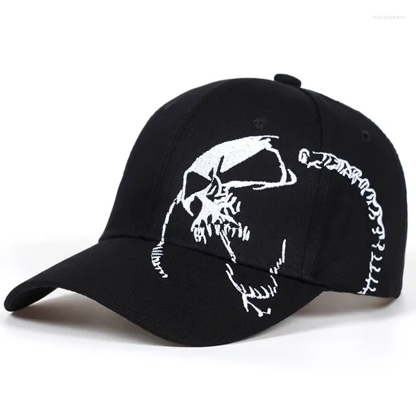 Бейсбольные кепки, спортивные шапки на открытом воздухе, хлопковые бейсбольные мужские кепки, черная кепка с черепом, вышивка скелетом, спортивная крутая кепка