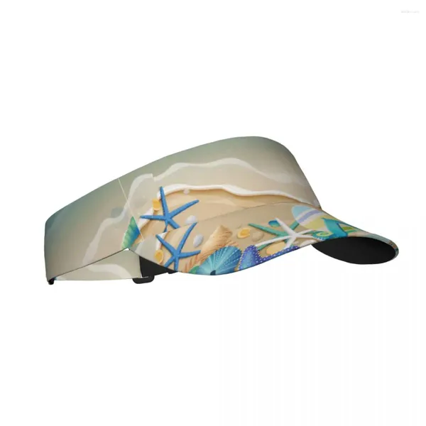 Berets Praia Starfish Shell e Flip Flops Verão Air Sun Chapéu Viseira Proteção UV Top Vazio Esportes Golf Running Sunscreen Cap