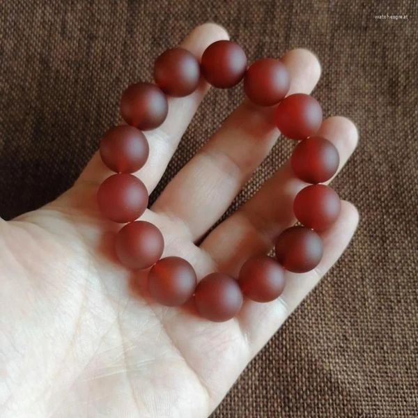 Bracciale da uomo da 1,6 cm in agata rossa satinata all'ingrosso