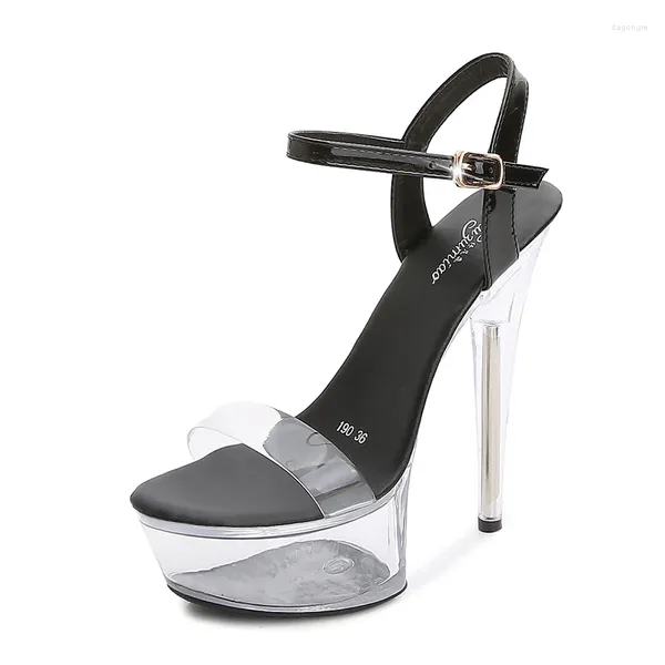 Sandálias Mcublgirl Sexy Super Salto Alto 15cm Salto Fino Plataforma À Prova D 'Água Sapatos De Cristal Banquete De Casamento LFD