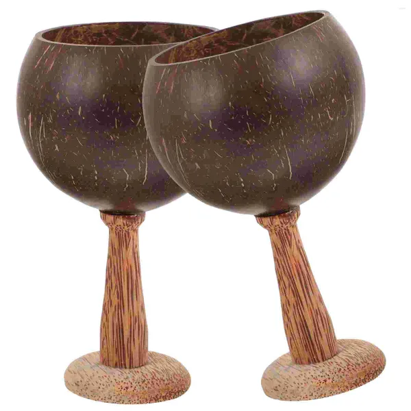 Bicchieri da vino 2 pezzi Tazza di cocco Portabicchieri decorativi Contenitore conchiglia in legno Succhi di vacanza S