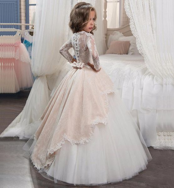 1 шт., платья для маленьких девочек, кружевное свадебное платье с длинными рукавами, бальное платье, вечерние платья принцессы, костюмы для косплея, детские Clo6158615