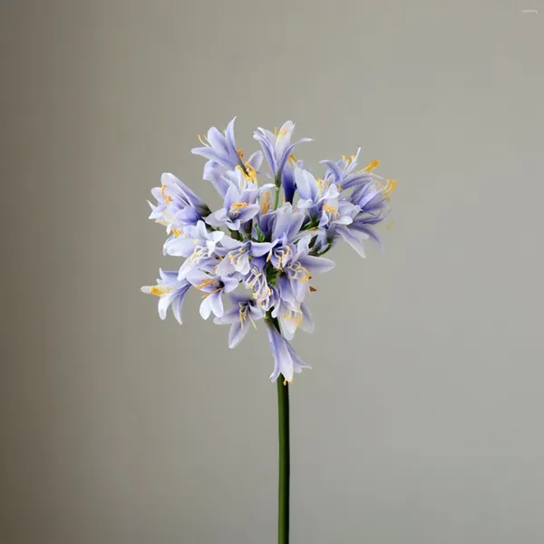 Flores decorativas simulação agapanthus haste longa lírio africano seda estilo chinês arranjo de flores ornamentos festa casamento decoração casa