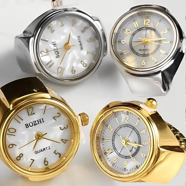 Cluster anéis mini casal relógios para mulheres homens anel relógio redondo dial algarismos árabes analógico quartzo senhoras dedo presente