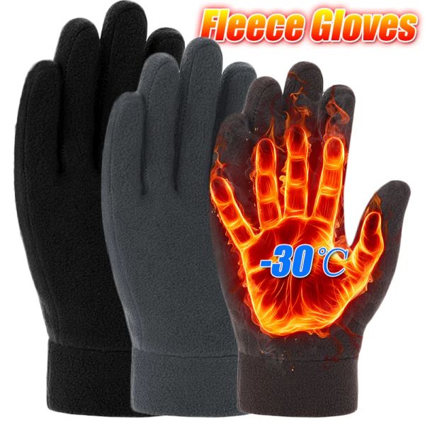 Luvas de inverno para homens, ciclismo, bicicleta, lã térmica, resistência ao frio, vento, à prova d'água, bicicleta, quente, corrida, esqui, mitten, shake, lã, luvas macias