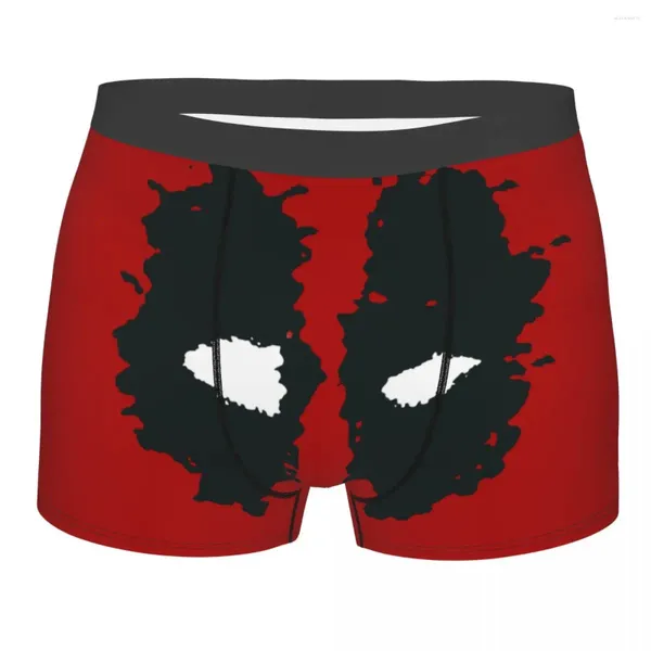 Cuecas homens mau super-herói deadpool roupa interior herói engraçado feliz vermelho moda boxer briefs shorts calcinha masculino poliéster S-XXL