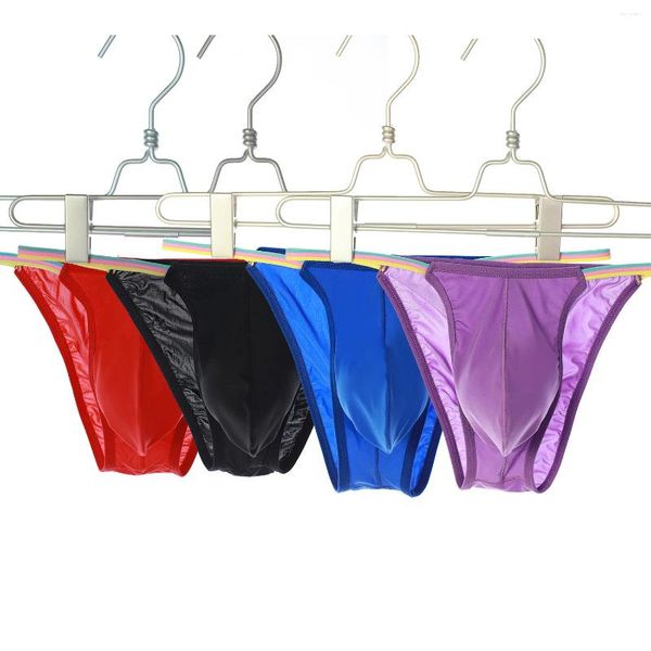 Unterhosen Männer Sexy Unterwäsche Slips Männlich Mini Höschen Penis Pouch String Niedrige Taille Bikini Hombre Dessous Ultra Dünne Eis Seide atmungsaktiv