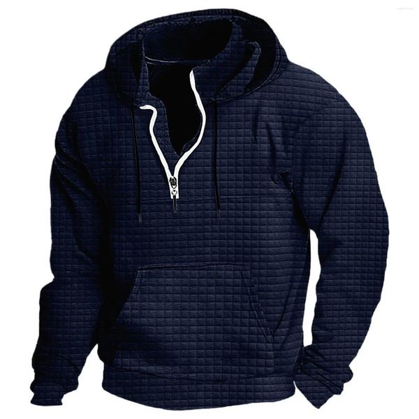 Felpe con cappuccio da uomo Felpa con cappuccio con zip a un quarto Tinta unita Sport All'aperto Vacanza quotidiana Streetwear Uomo Leggero