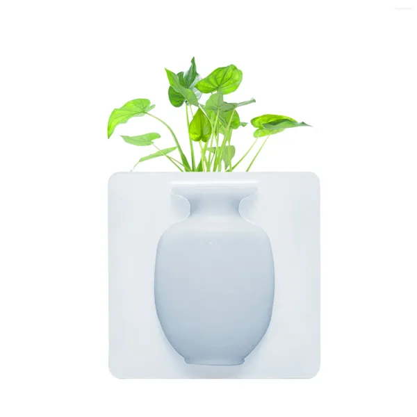 Adesivos de parede Silicone vaso de flor adesivo não-marcação removível reutilizado pendurado forte adesão pote para escritório em casa decorativo