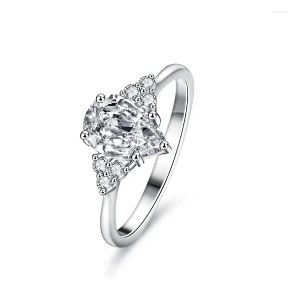 Cluster-Ringe LESF 1,5 ct D Farbe Wassertropfen Moissanit Diamant 925 Sterling Silber Damenring