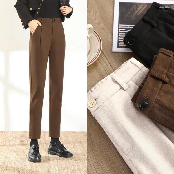 Женские шорты, женские шикарные модные офисные брюки, прямые брюки, винтажные женские брюки на молнии с высокой талией до щиколотки Mujer Z31