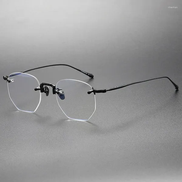 Montature per occhiali da sole 2024 Designer da uomo Polygon Rimless Occhiali in titanio da donna senza montatura ultraleggeri con prescrizione ottica