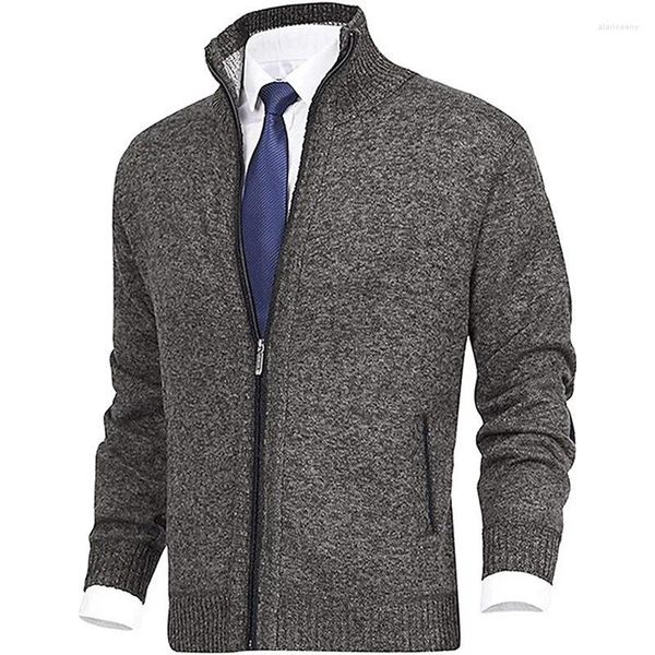 Camisolas masculinas inverno grosso camisola de malha casaco fora branco manga longa cardigan velo completo zip masculino causal plus size roupas para o outono
