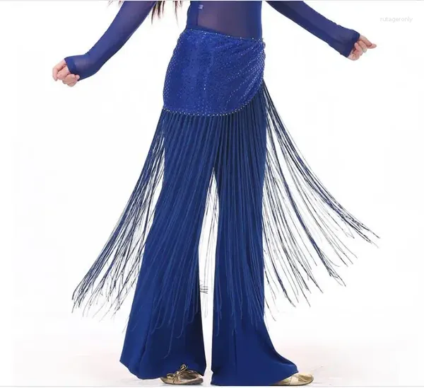 Bühnenkleidung 2024 Gürtel Ägyptisches Tanzkleid Hüfttuch Lange Fransen Taillenkette Frauen Bauchschal