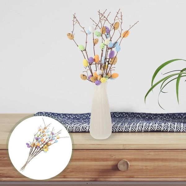 Flores decorativas 10 pçs ramo de páscoa vaso enchimento ornamento artificial ovo festa suprimentos casa plantas presente espuma picaretas galho guirlanda