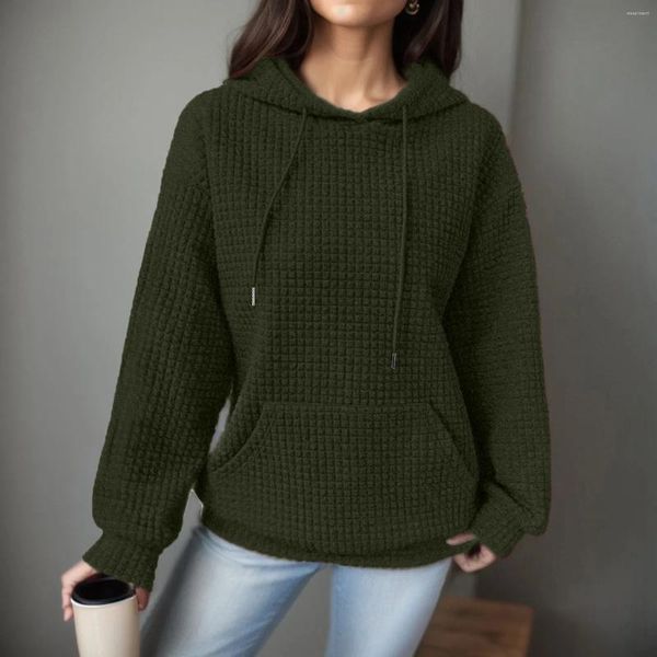 Felpe con cappuccio da donna Top atletici Felpa con cappuccio da donna con pullover ampio Maniche lunghe con tasche a cordoncino impiombate per donna