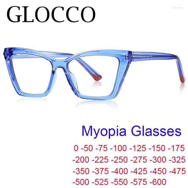 Sonnenbrille 2024 Retro Mode Anti Blau Licht Cat Eye Brille Rahmen Frauen TR90 Klare Linse Computer Schutz Myopie Weibliche -2