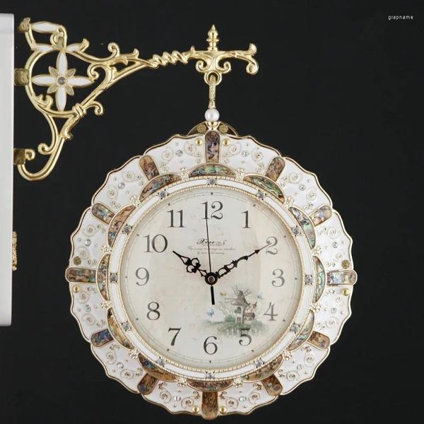 Wanduhren Ästhetisch Coole Uhr Moderne doppelseitige Kunst Ruhig Elegant Original Stilvoll Glamour Reloj De Pared Home Design