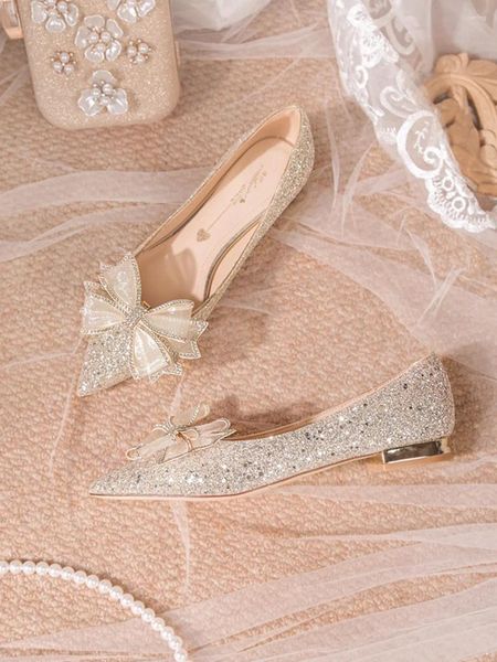 Туфли для помолвки, женская эффектная одежда, свадебная одежда принцесс, две туфли на низком каблуке для беременных, невесты на плоской подошве с кристаллами