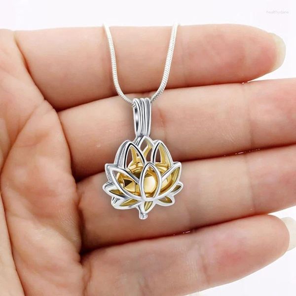 Anhänger Halsketten Lotus Hold Mini Urne Edelstahl Feuerbestattung Schmuck Halskette für Asche