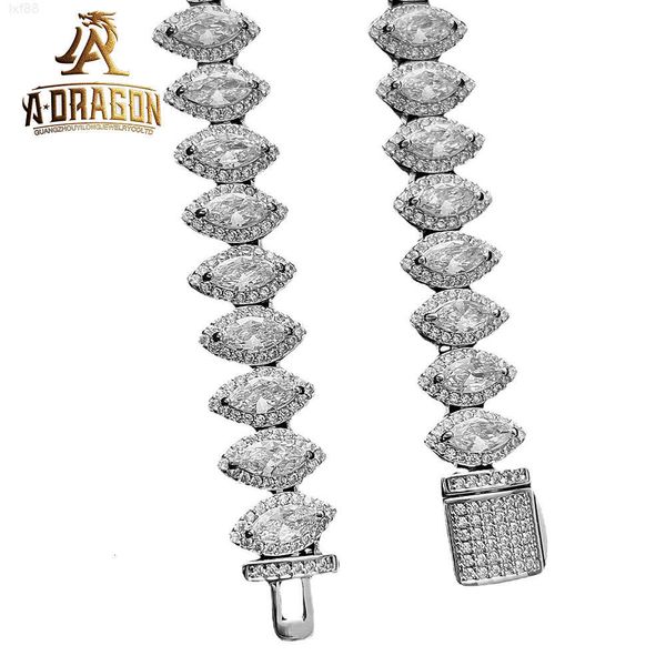 Moissanit Kubanische Kette Halskette Hip Hop Stil Charm Neues Design Kugellinie 925 Silber vergoldet Schwere kubanische Gliederkette