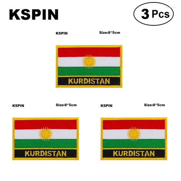 Spille KURDISTAN Toppe con bandiera di forma rettangolare ricamate nazionali per abbigliamento Decorazione fai da te